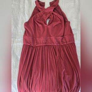 Elegant Burgundy Halter Bridesmaid Dress